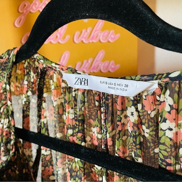 Zara Beaded Floral Smocked Peasant Mini Dress - Picture 4 of 10